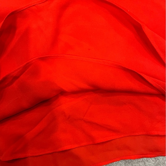 [S]Parker Bold Red Ruffled Front 100 Silk Shift Dress Fully Lined NWOT - Picture 6 of 7